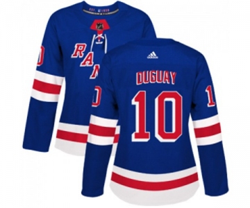 Women Adidas New York Rangers #10 Ron Duguay Authentic Royal Blue Home NHL Jersey