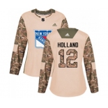 Women Adidas New York Rangers #12 Peter Holland Authentic Camo Veterans Day Practice NHL Jersey