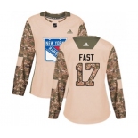 Women Adidas New York Rangers #17 Jesper Fast Authentic Camo Veterans Day Practice NHL Jersey