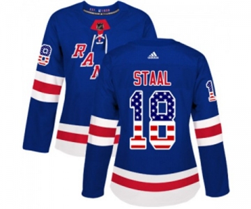 Women Adidas New York Rangers #18 Marc Staal Authentic Royal Blue USA Flag Fashion NHL Jersey