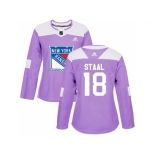 Women Adidas New York Rangers #18 Marc Staal Purple Authentic Fights Cancer Stitched NHL Jersey