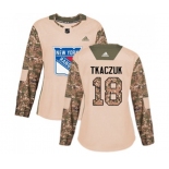 Women Adidas New York Rangers #18 Walt Tkaczuk Authentic Camo Veterans Day Practice NHL Jersey