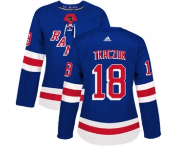 Women Adidas New York Rangers #18 Walt Tkaczuk Authentic Royal Blue Home NHL Jersey