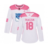 Women Adidas New York Rangers #18 Walt Tkaczuk Authentic White Pink Fashion NHL Jersey