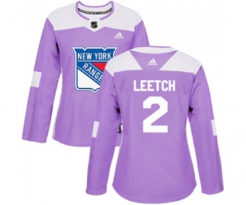 Women Adidas New York Rangers #2 Brian Leetch Authentic Purple Fights Cancer Practice NHL Jersey