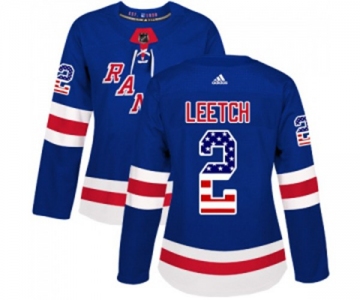 Women Adidas New York Rangers #2 Brian Leetch Authentic Royal Blue USA Flag Fashion NHL Jersey