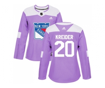 Women Adidas New York Rangers #20 Chris Kreider Purple Authentic Fights Cancer Stitched NHL Jersey