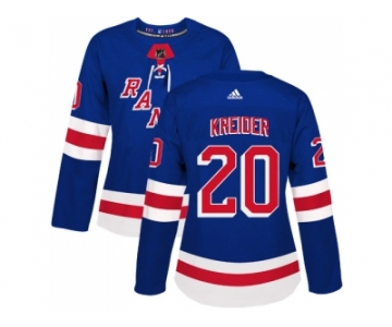 Women Adidas New York Rangers #20 Chris Kreider Royal Blue Home Authentic Stitched NHL Jersey