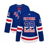 Women Adidas New York Rangers #22 Kevin Shattenkirk Authentic Royal Blue USA Flag Fashion NHL Jersey