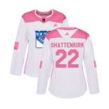 Women Adidas New York Rangers #22 Kevin Shattenkirk Authentic White Pink Fashion NHL Jersey