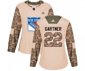 Women Adidas New York Rangers #22 Mike Gartner Authentic Camo Veterans Day Practice NHL Jersey