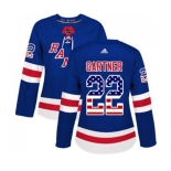 Women Adidas New York Rangers #22 Mike Gartner Authentic Royal Blue USA Flag Fashion NHL Jersey