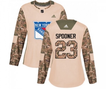 Women Adidas New York Rangers #23 Ryan Spooner Authentic Camo Veterans Day Practice NHL Jersey