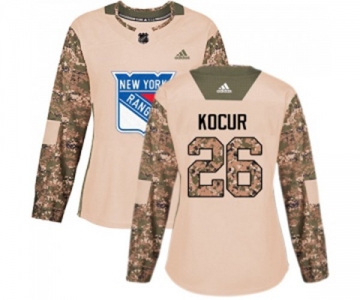 Women Adidas New York Rangers #26 Joe Kocur Authentic Camo Veterans Day Practice NHL Jersey