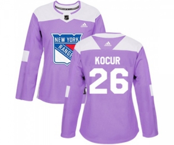 Women Adidas New York Rangers #26 Joe Kocur Authentic Purple Fights Cancer Practice NHL Jersey