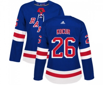 Women Adidas New York Rangers #26 Joe Kocur Authentic Royal Blue Home NHL Jersey