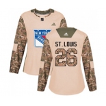 Women Adidas New York Rangers #26 Martin St. Louis Authentic Camo Veterans Day Practice NHL Jersey