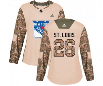 Women Adidas New York Rangers #26 Martin St. Louis Authentic Camo Veterans Day Practice NHL Jersey