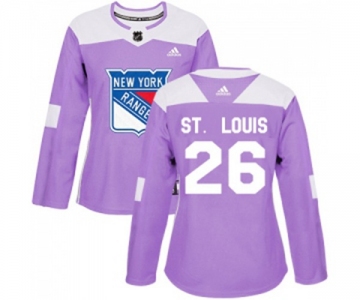 Women Adidas New York Rangers #26 Martin St. Louis Authentic Purple Fights Cancer Practice NHL Jersey