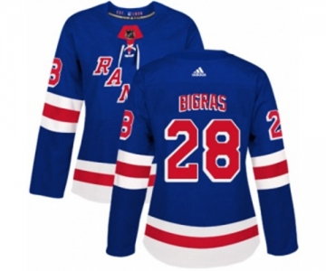 Women Adidas New York Rangers #28 Chris Bigras Authentic Royal Blue Home NHL Jersey