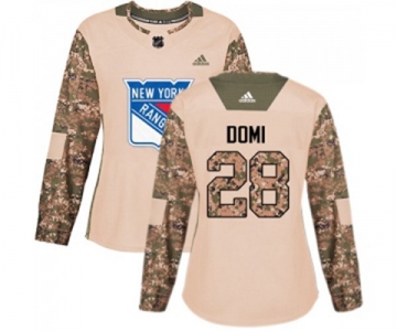 Women Adidas New York Rangers #28 Tie Domi Authentic Camo Veterans Day Practice NHL Jersey