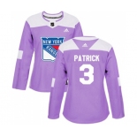 Women Adidas New York Rangers #3 James Patrick Authentic Purple Fights Cancer Practice NHL Jersey