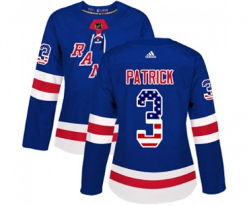 Women Adidas New York Rangers #3 James Patrick Authentic Royal Blue USA Flag Fashion NHL Jersey