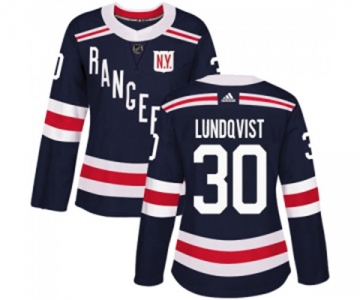 Women Adidas New York Rangers #30 Henrik Lundqvist Authentic Navy Blue 2018 Winter Classic NHL Jersey