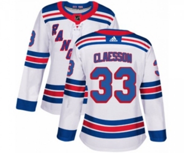 Women Adidas New York Rangers #33 Fredrik Claesson Authentic White Away NHL Jersey