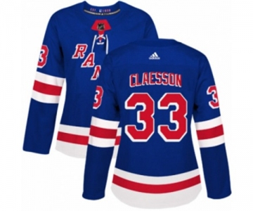 Women Adidas New York Rangers #33 Fredrik Claesson Premier Royal Blue Home NHL Jersey