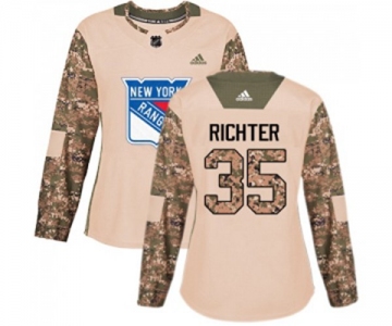 Women Adidas New York Rangers #35 Mike Richter Authentic Camo Veterans Day Practice NHL Jersey