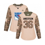 Women Adidas New York Rangers #36 Glenn Anderson Authentic Camo Veterans Day Practice NHL Jersey