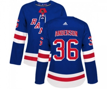 Women Adidas New York Rangers #36 Glenn Anderson Authentic Royal Blue Home NHL Jersey