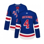 Women Adidas New York Rangers #4 Ron Greschner Authentic Royal Blue Home NHL Jersey