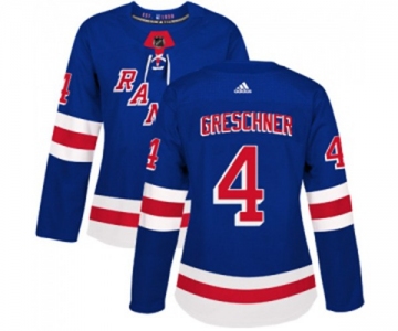 Women Adidas New York Rangers #4 Ron Greschner Authentic Royal Blue Home NHL Jersey