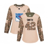 Women Adidas New York Rangers #42 Brendan Smith Authentic Camo Veterans Day Practice NHL Jersey