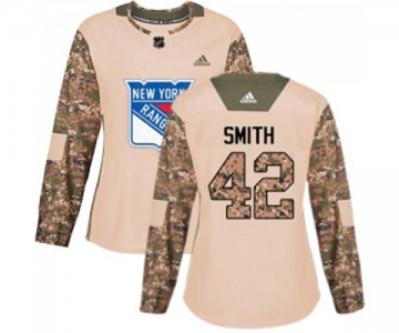 Women Adidas New York Rangers #42 Brendan Smith Authentic Camo Veterans Day Practice NHL Jersey