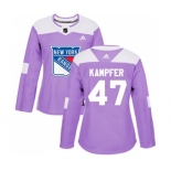 Women Adidas New York Rangers #47 Steven Kampfer Authentic Purple Fights Cancer Practice NHL Jersey