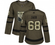 Women Adidas New York Rangers #68 Jaromir Jagr Authentic Green Salute to Service NHL Jersey