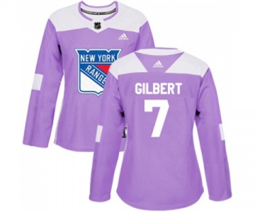 Women Adidas New York Rangers #7 Rod Gilbert Authentic Purple Fights Cancer Practice NHL Jersey