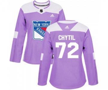 Women Adidas New York Rangers #72 Filip Chytil Authentic Purple Fights Cancer Practice NHL Jersey