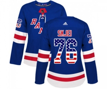 Women Adidas New York Rangers #76 Brady Skjei Authentic Royal Blue USA Flag Fashion NHL Jersey