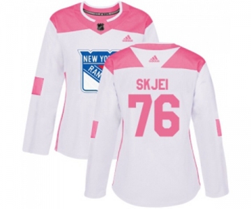 Women Adidas New York Rangers #76 Brady Skjei Authentic White Pink Fashion NHL Jersey