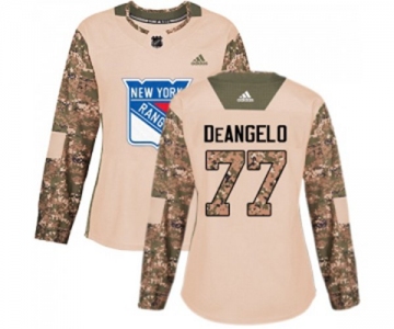 Women Adidas New York Rangers #77 Anthony DeAngelo Authentic Camo Veterans Day Practice NHL Jersey