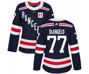 Women Adidas New York Rangers #77 Anthony DeAngelo Authentic Navy Blue 2018 Winter Classic NHL Jersey