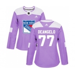 Women Adidas New York Rangers #77 Anthony DeAngelo Authentic Purple Fights Cancer Practice NHL Jersey