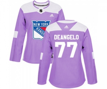 Women Adidas New York Rangers #77 Anthony DeAngelo Authentic Purple Fights Cancer Practice NHL Jersey