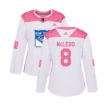 Women Adidas New York Rangers #8 Cody McLeod Authentic White Pink Fashion NHL Jersey