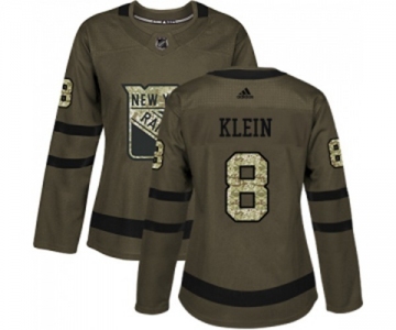 Women Adidas New York Rangers #8 Kevin Klein Authentic Green Salute to Service NHL Jersey