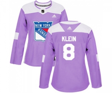 Women Adidas New York Rangers #8 Kevin Klein Authentic Purple Fights Cancer Practice NHL Jersey